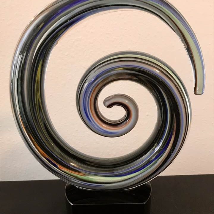 A spiraling glass award