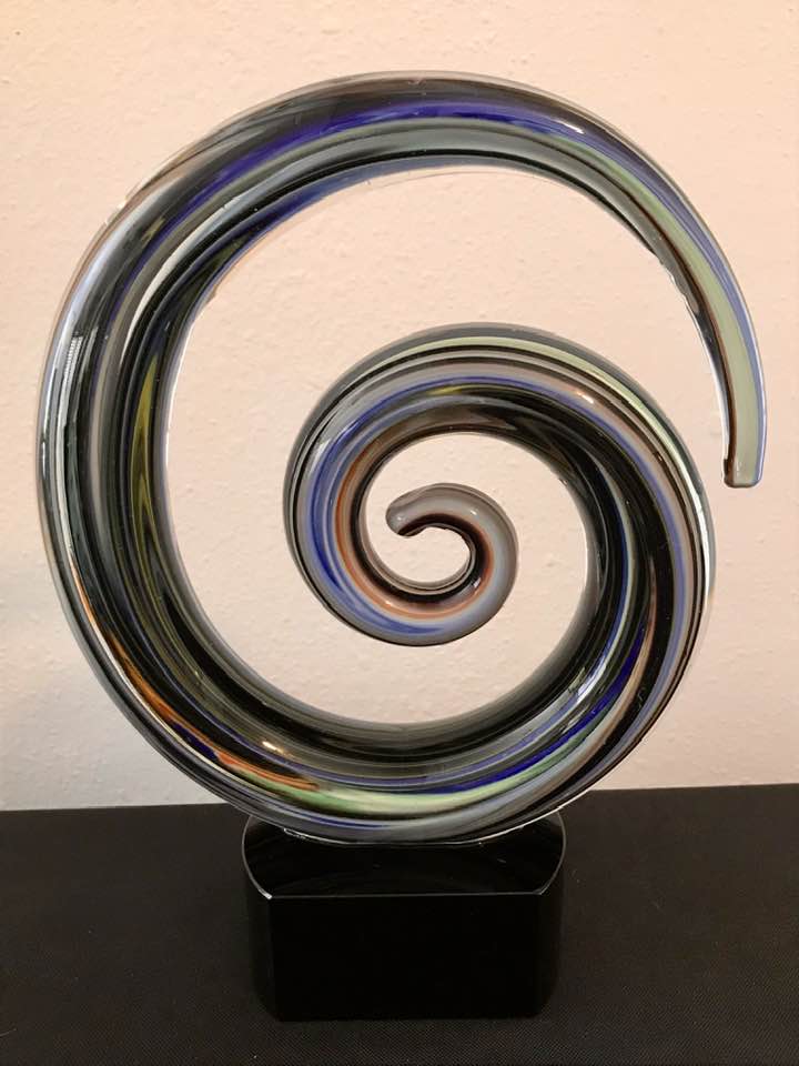 A spiraling glass award